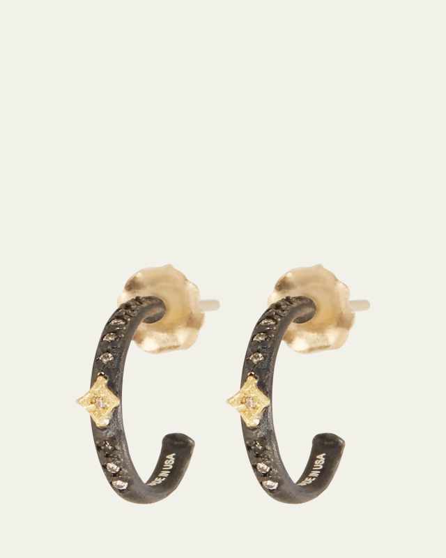 Old World Midnight Mini Diamond Huggie Hoop Earrings